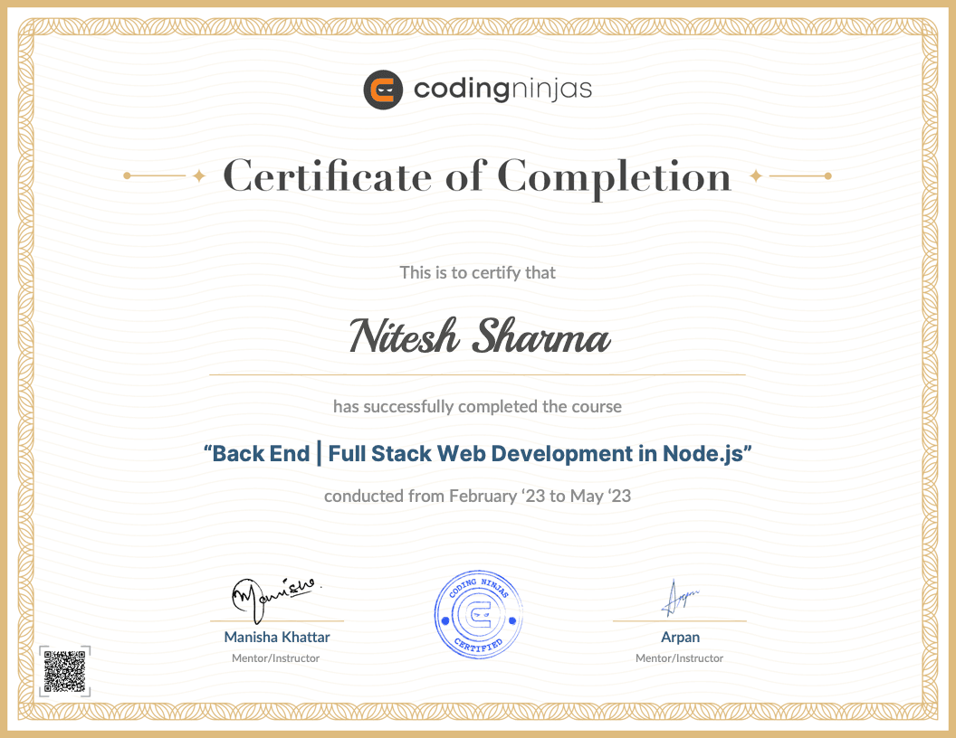 Full Stack Web Development in Node.js, Coding Ninjas (140h)